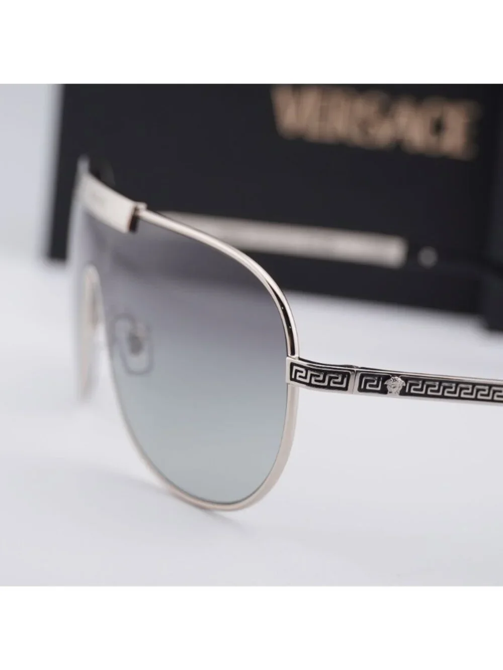Versace VE2293 100011 Shield Sunglasses – Silver / Grey